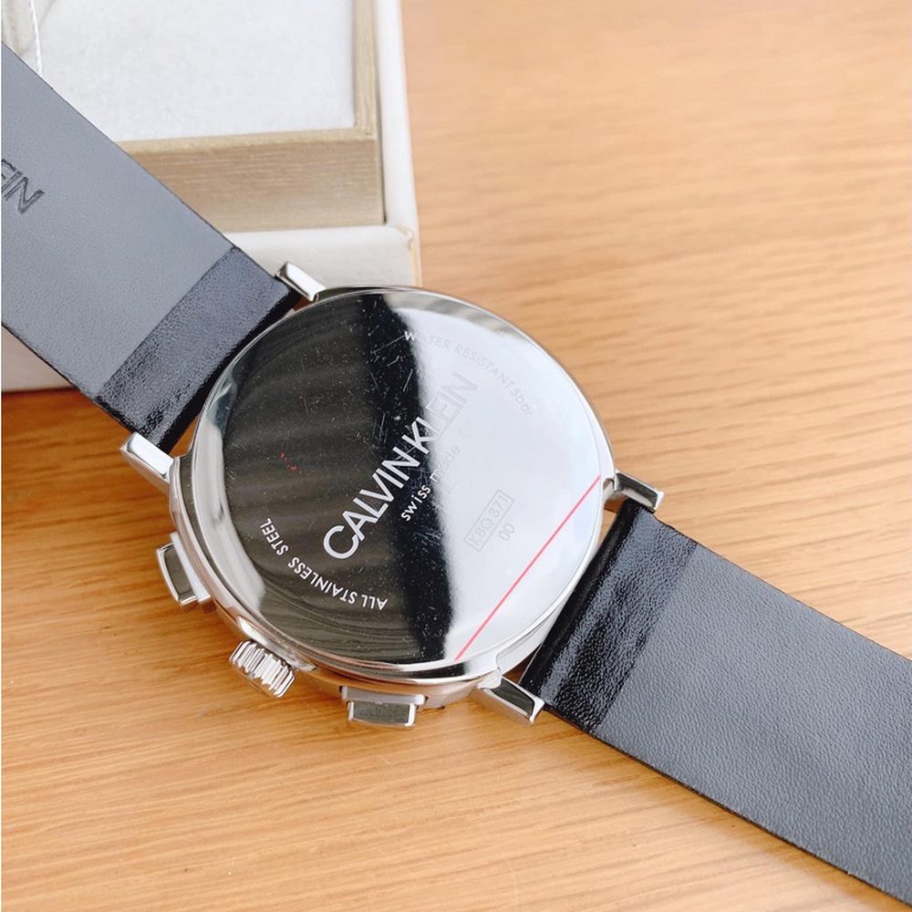  Shop Authentic Calvin Klein Posh Silver Dial Black Leather Strap Watch for Men - K8Q371C6 - Luxxuri