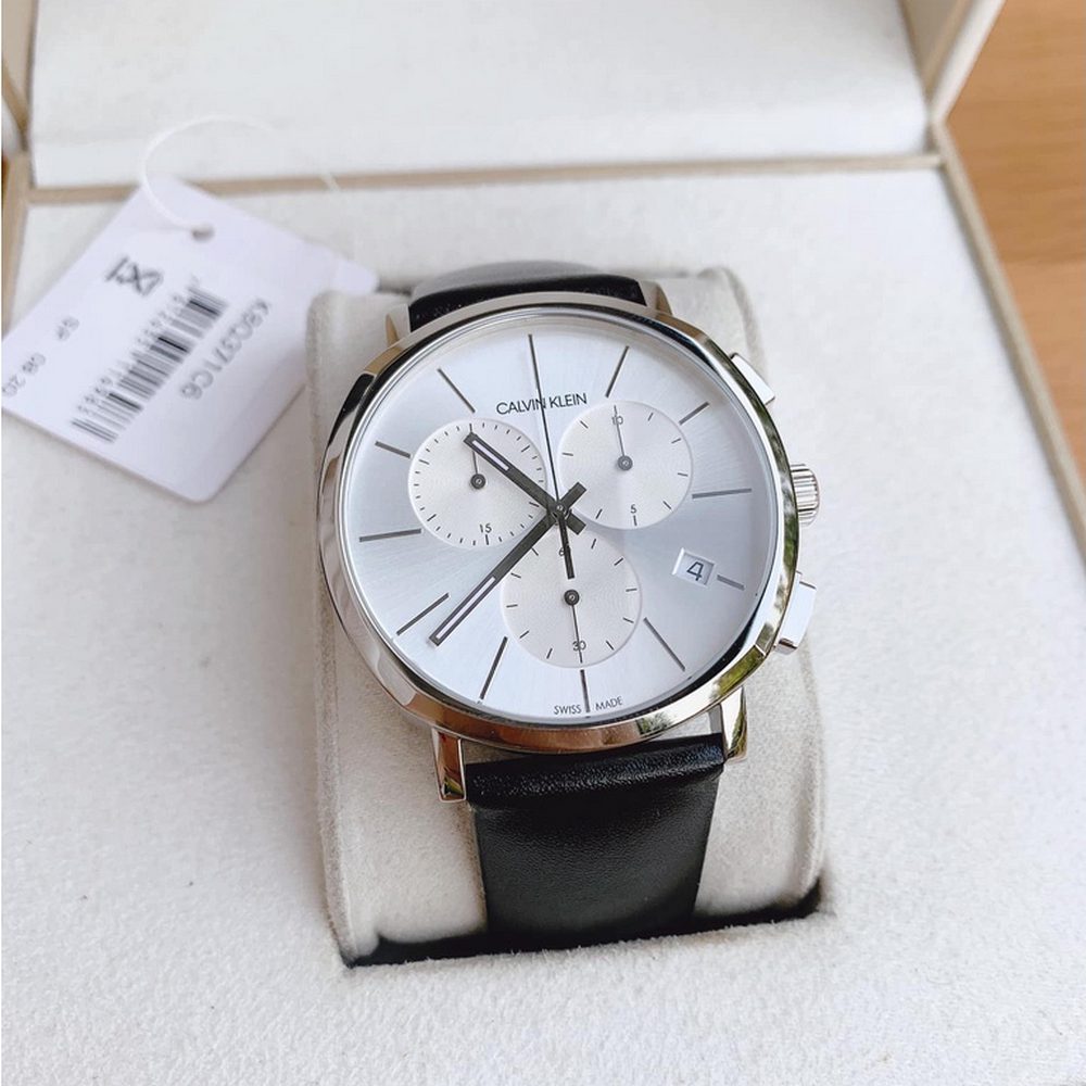  Shop Authentic Calvin Klein Posh Silver Dial Black Leather Strap Watch for Men - K8Q371C6 - Luxxuri