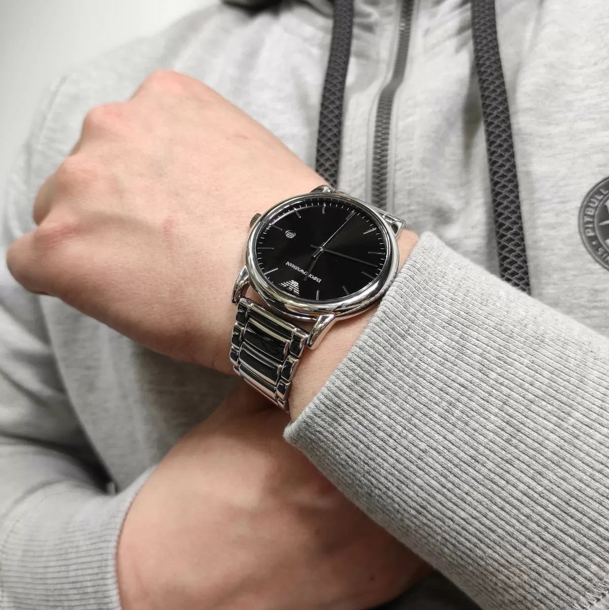  Shop Authentic Emporio Armani Luigi Quartz Black Dial Silver Steel Strap Watch For Men - AR2499 - Luxxuri