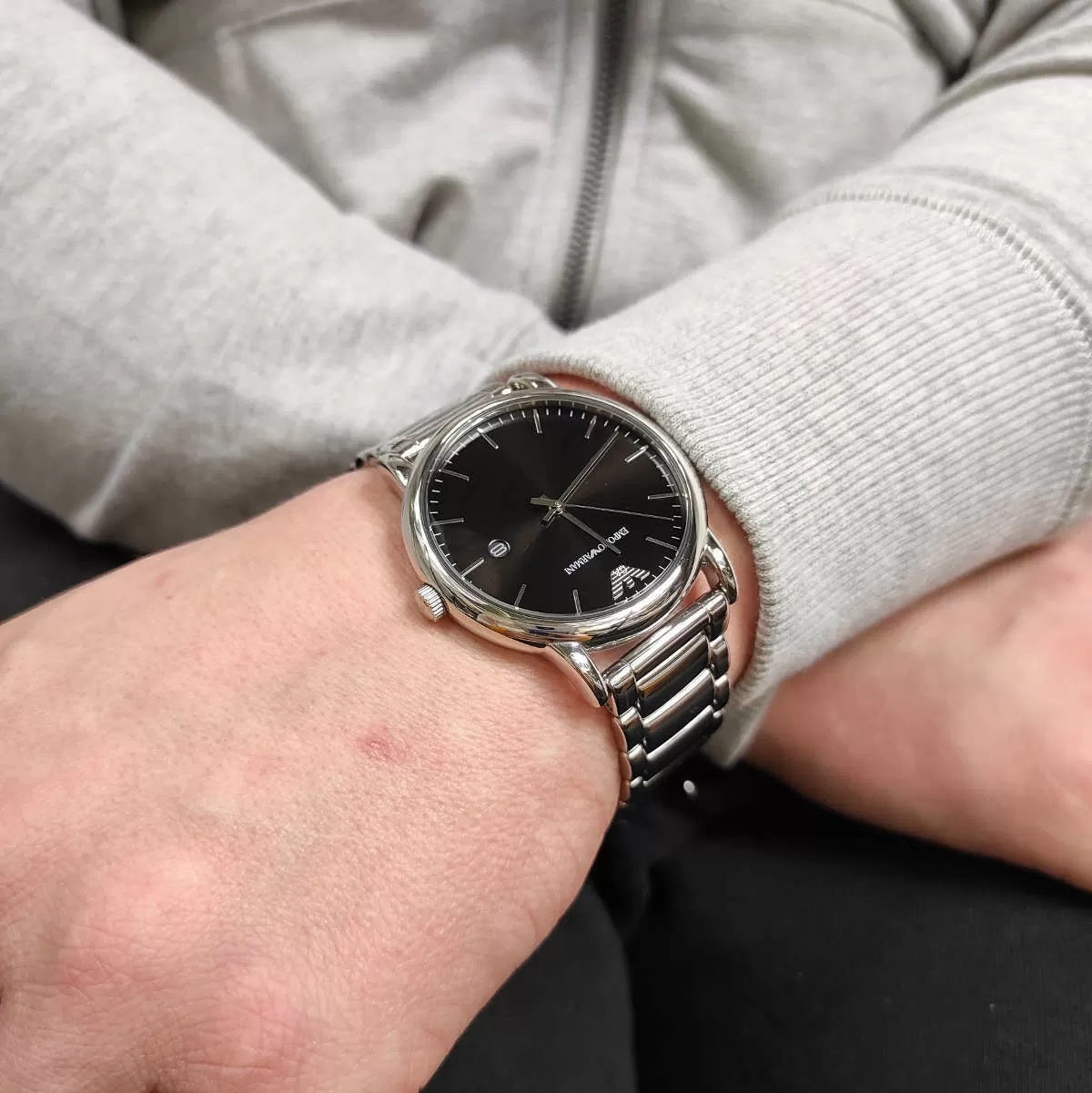  Shop Authentic Emporio Armani Luigi Quartz Black Dial Silver Steel Strap Watch For Men - AR2499 - Luxxuri