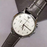  Shop Authentic Emporio Armani Classic Chronograph Silver Dial Grey Leather Strap Watch For Men - AR1861 - Luxxuri