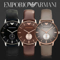  Shop Authentic Emporio Armani Classic Brown Dial Brown Leather Strap Watch For Men - AR0383 - Luxxuri
