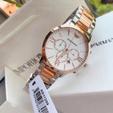  Shop Authentic Emporio Armani Giovanni Chronograph Quartz White Dial Two Tone Steel Strap Watch For Men - AR11209 - Luxxuri