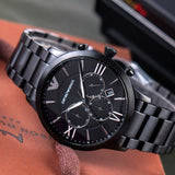  Shop Authentic Emporio Armani Giovanni Chronograph Black Dial Black Steel Strap Watch For Men - AR11349 - Luxxuri