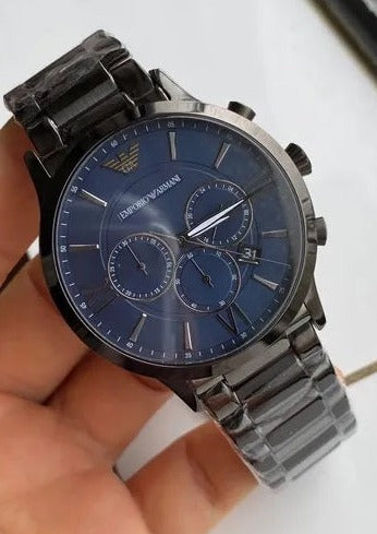  Shop Authentic Emporio Armani Giovanni Chronograph Blue Dial Grey Steel Strap Watch For Men - AR11348 - Luxxuri