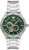  Shop Authentic Emporio Armani Meccanico Chronograph Automatic Green Dial Silver Steel Strap Watch For Men - AR60053 - Luxxuri