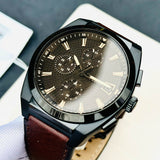  Shop Authentic Fossil Everett Chronograph Black Dial Brown Leather Strap Watch for Men - FS5798 - Luxxuri