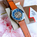  Shop Authentic Fossil Forrester Luggage Automatic Skeleton Blue Dial Brown Leather Strap Watch for Men - ME3179 - Luxxuri