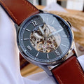  Shop Authentic Fossil Forrester Automatic Skeleton Grey Dial Brown Leather Strap Watch for Men - ME3178 - Luxxuri