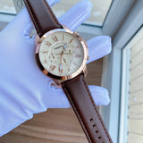  Shop Authentic Fossil Grant Chronograph White Dial Brown Leather Strap Watch for Men - FS4991 - Luxxuri