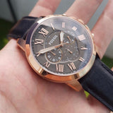  Shop Authentic Fossil Grant Chronograph Grey Dial Black Leather Strap Watch for Men - FS5085 - Luxxuri