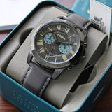  Shop Authentic Fossil Grant Chronograph Gunmetal Grey Dial Grey Leather Strap Watch for Men - FS5183 - Luxxuri