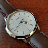  Shop Authentic Fossil Minimalist Off White Dial Brown Leather Strap Watch for Men - FS5306 - Luxxuri