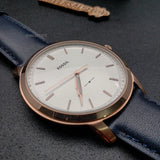  Shop Authentic Fossil The Minimalist Slim White Dial Blue Leather Strap Watch for Men - FS5371 - Luxxuri