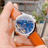  Shop Authentic Fossil Grant Twist Multifunction Blue Dial Brown Leather Strap Watch for Men - ME1161 - Luxxuri