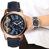  Shop Authentic Fossil Grant Twist Multifunction Blue Dial Blue Leather Strap Watch for Men - ME1162 - Luxxuri