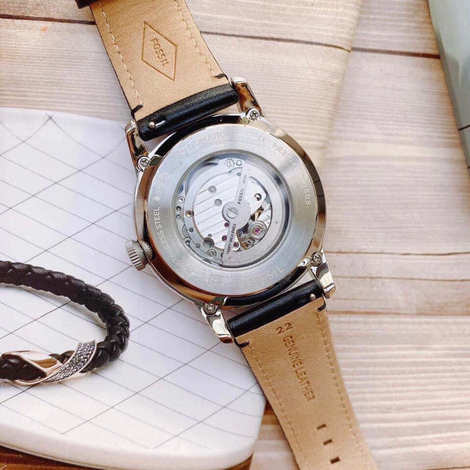  Shop Authentic Fossil Townsman Automatic White Dial Black Leather Strap Watch for Men - ME3104 - Luxxuri