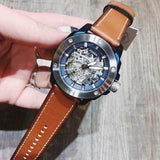  Shop Authentic Fossil Modern Machine Automatic Skeleton Silver Dial Brown Leather Strap Watch for Men - ME3135 - Luxxuri
