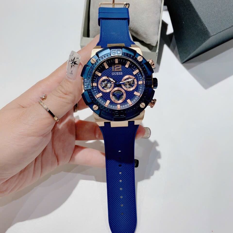  Shop Authentic Guess Navigator Chronograph Blue Dial Blue Rubber Strap Watch for Men - GW0264G4 - Luxxuri