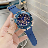  Shop Authentic Guess Navigator Chronograph Blue Dial Blue Rubber Strap Watch for Men - GW0264G4 - Luxxuri
