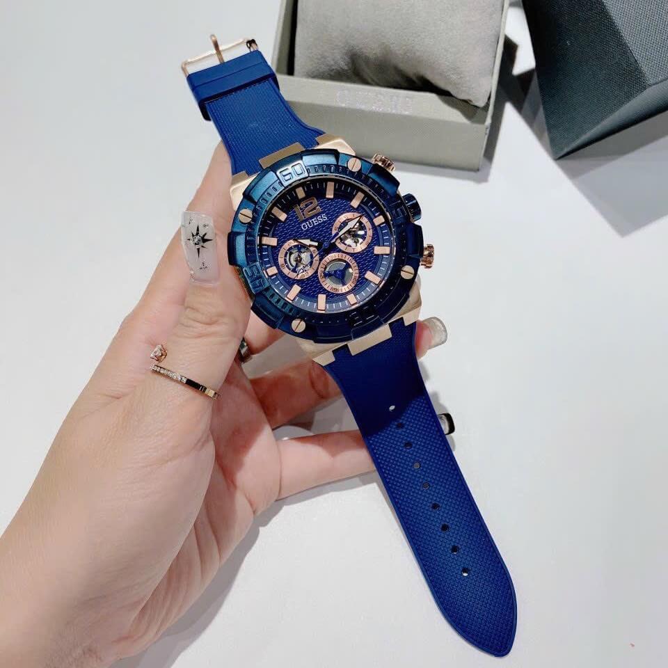  Shop Authentic Guess Navigator Chronograph Blue Dial Blue Rubber Strap Watch for Men - GW0264G4 - Luxxuri