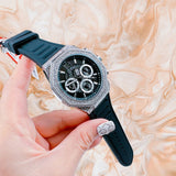  Shop Authentic Guess Momentum Chronograph Crystals Black Dial Black Silicone Strap Watch For Men - GW0518G1 - Luxxuri