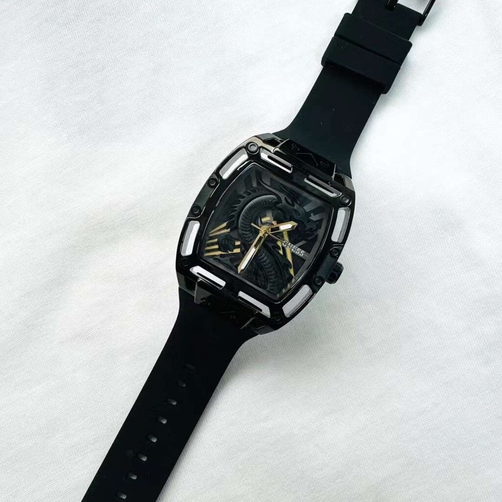 Guess Legend Analog Black Dial Black Rubber Strap Watch For Men - GW0648G1