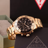  Shop Authentic Guess Chaser Chronograph Black Dial Rose Gold Steel Strap Watch for Men - W0170G3 - Luxxuri
