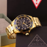  Shop Authentic Guess Chaser Multifunction Blue Dial Gold Steel Strap Watch for Men - W0172G5 - Luxxuri