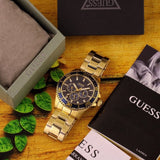  Shop Authentic Guess Chaser Multifunction Blue Dial Gold Steel Strap Watch for Men - W0172G5 - Luxxuri