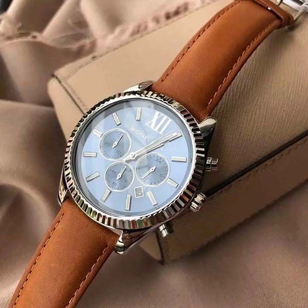  Shop Authentic Michael Kors Lexington Chronograph Blue Dial Brown Leather Strap Watch For Men - MK8537 - Luxxuri