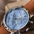  Shop Authentic Michael Kors Lexington Chronograph Blue Dial Brown Leather Strap Watch For Men - MK8537 - Luxxuri
