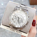 Shop Authentic Michael Kors Brecken Chronograph Silver Dial Silver Steel Strap Watch For Women - MK8562 - Luxxuri