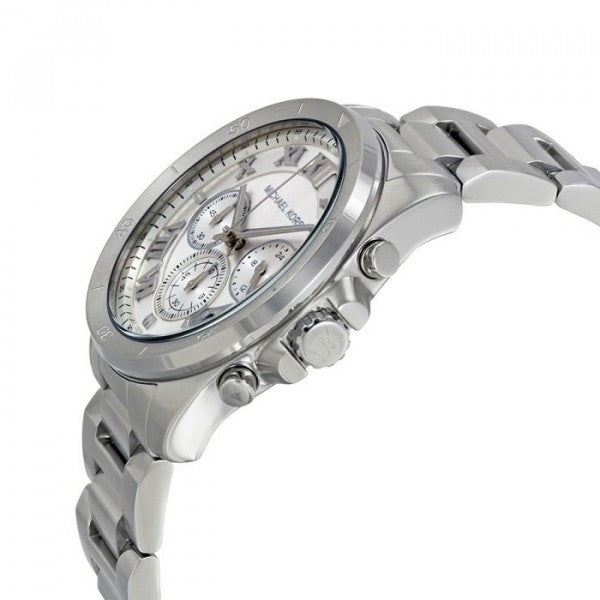  Shop Authentic Michael Kors Brecken Chronograph Silver Dial Silver Steel Strap Watch For Women - MK8562 - Luxxuri