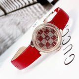  Shop Authentic Michael Kors Camille Three Hand Crystals Rose Gold Dial Red Leather Strap Watch For Women - MK4701 - Luxxuri