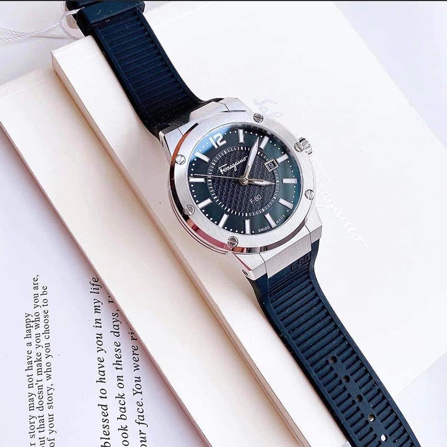  Shop Authentic Salvatore Ferragamo F-80 Black Dial Black Rubber Strap Watch For Men - SFHY01322 - Luxxuri