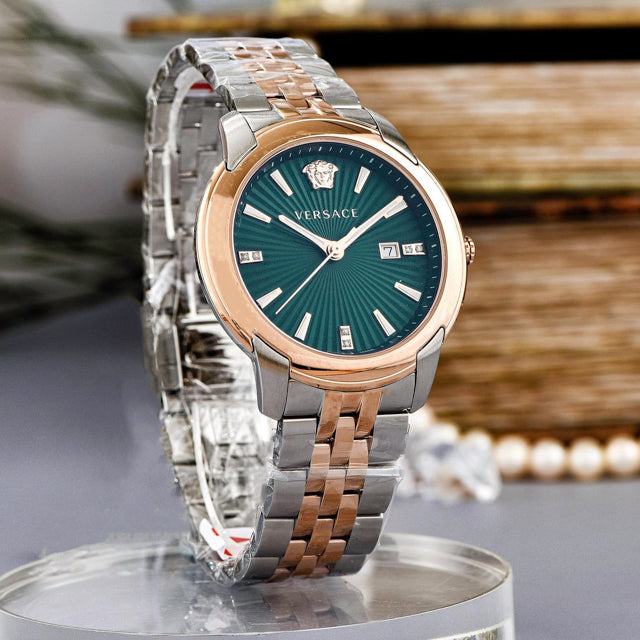  Shop Authentic Versace V-Urban Green Dial Two Tone Steel Strap Watch for Men - VELQ00619 - Luxxuri