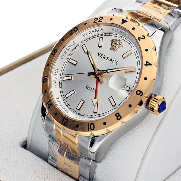  Shop Authentic Versace Hellenyium GMT Silver Dial Two Tone Steel Strap Watch for Men - V11030015 - Luxxuri