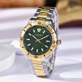  Shop Authentic Versace Hellenyium Quartz Green Dial Two Tone Steel Strap Watch For Men - VE3A00720 - Luxxuri