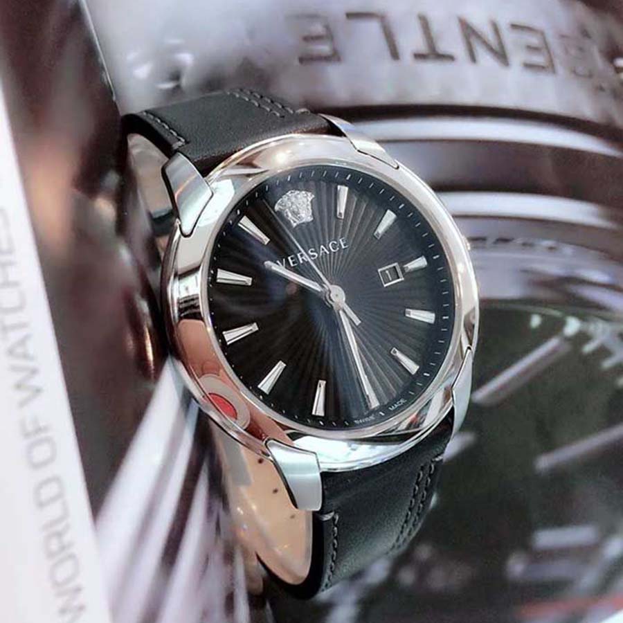  Shop Authentic Versace V Urban Black Dial Black Leather Strap Watch for Men - VELQ00119 - Luxxuri