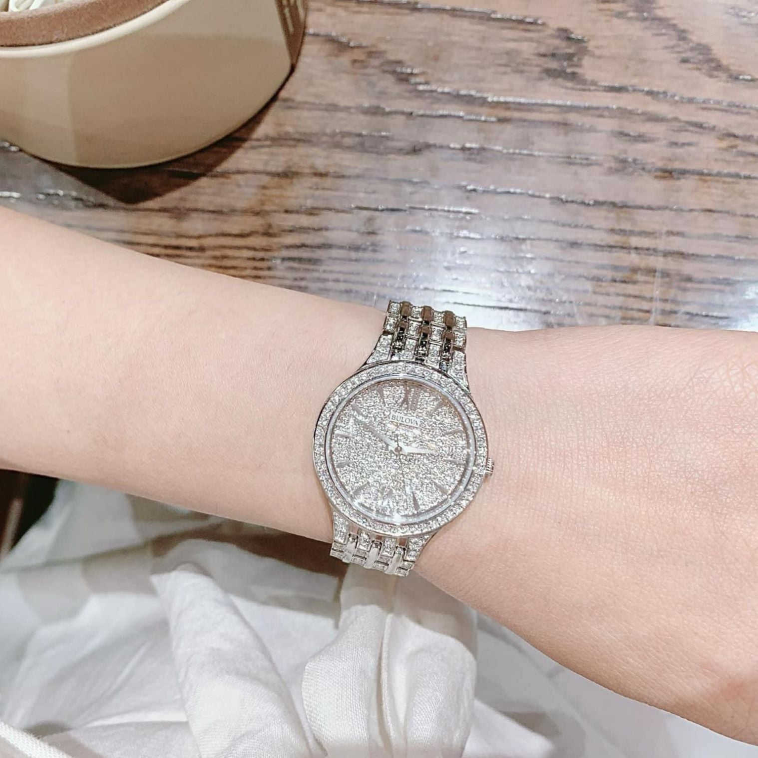  Shop Authentic Bulova Crystal Collection Silver Dial Silver Steel Strap Watch for Women - 96L243 - Luxxuri