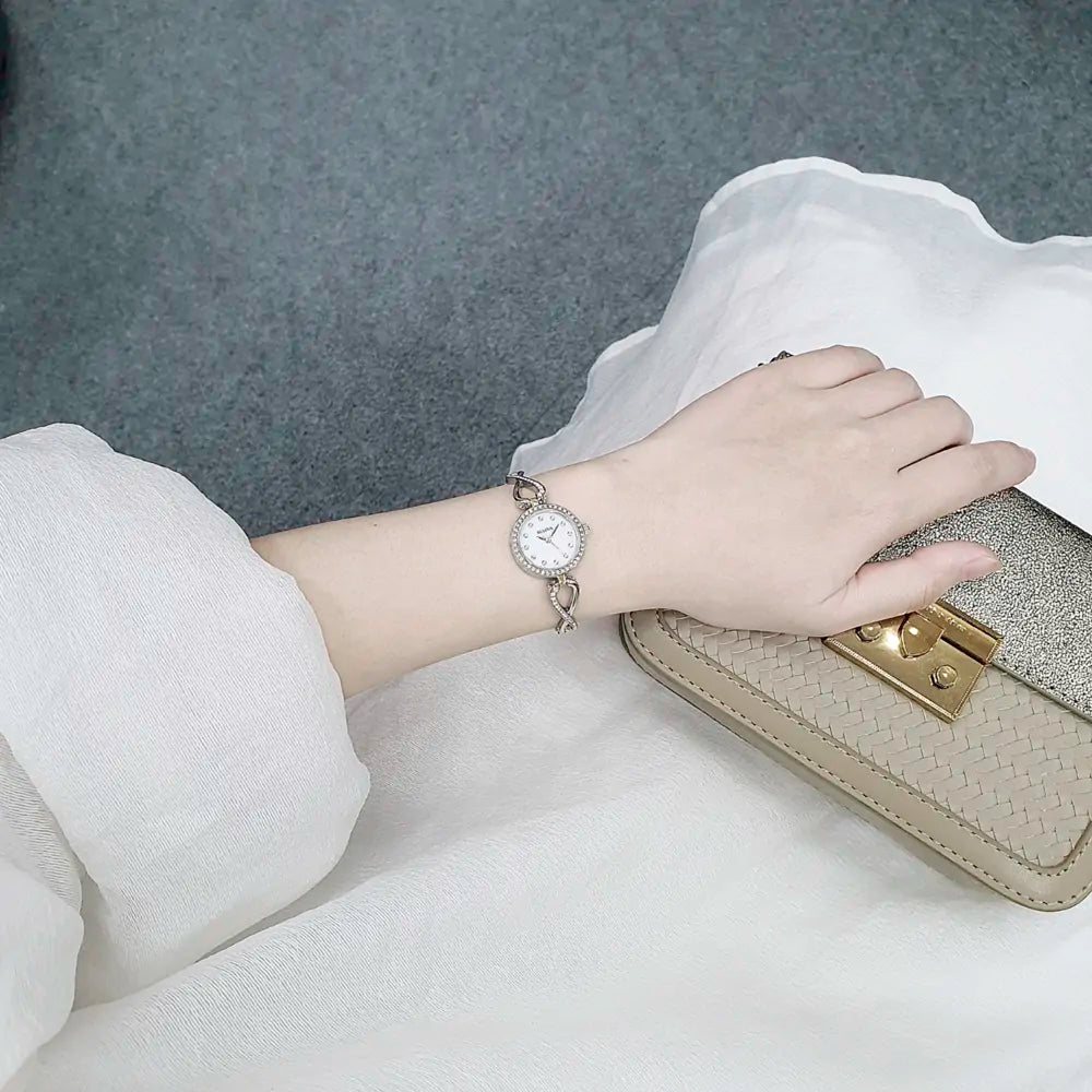  Shop Authentic Bulova Analog Crystals Mother of Pearl Dial Silver Steel Strap Watch for Women - 98X109 - Luxxuri