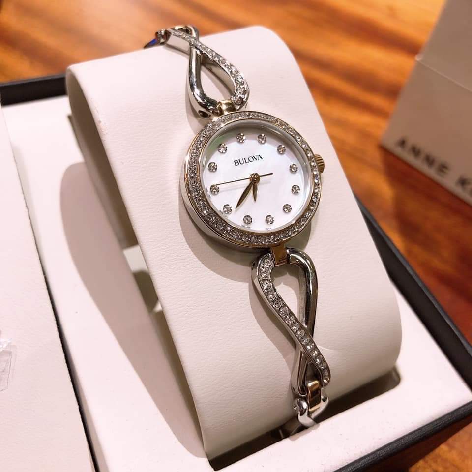  Shop Authentic Bulova Analog Crystals Mother of Pearl Dial Silver Steel Strap Watch for Women - 98X109 - Luxxuri