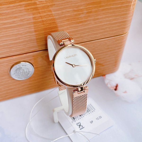  Shop Authentic Calvin Klein Authentic Silver Dial Rose Gold Mesh Bracelet Watch for Women - K8G23626 - Luxxuri