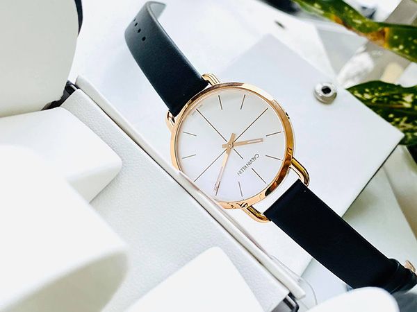  Shop Authentic Calvin Klein Even White Dial Black Leather Strap Watch for Women - K7B236C6 - Luxxuri