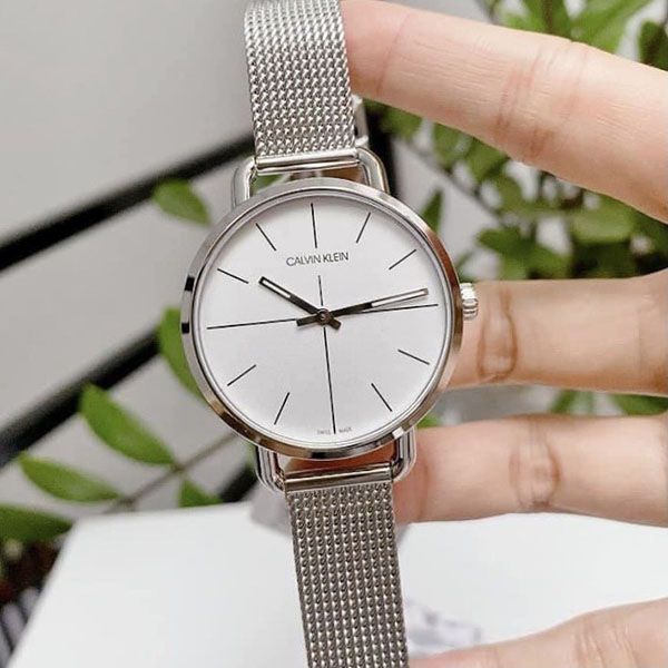  Shop Authentic Calvin Klein Even White Dial Silver Mesh Bracelet Watch for Women - K7B23126 - Luxxuri