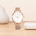  Shop Authentic Calvin Klein Even White Dial Rose Gold Mesh Bracelet Watch for Women - K7B23626 - Luxxuri