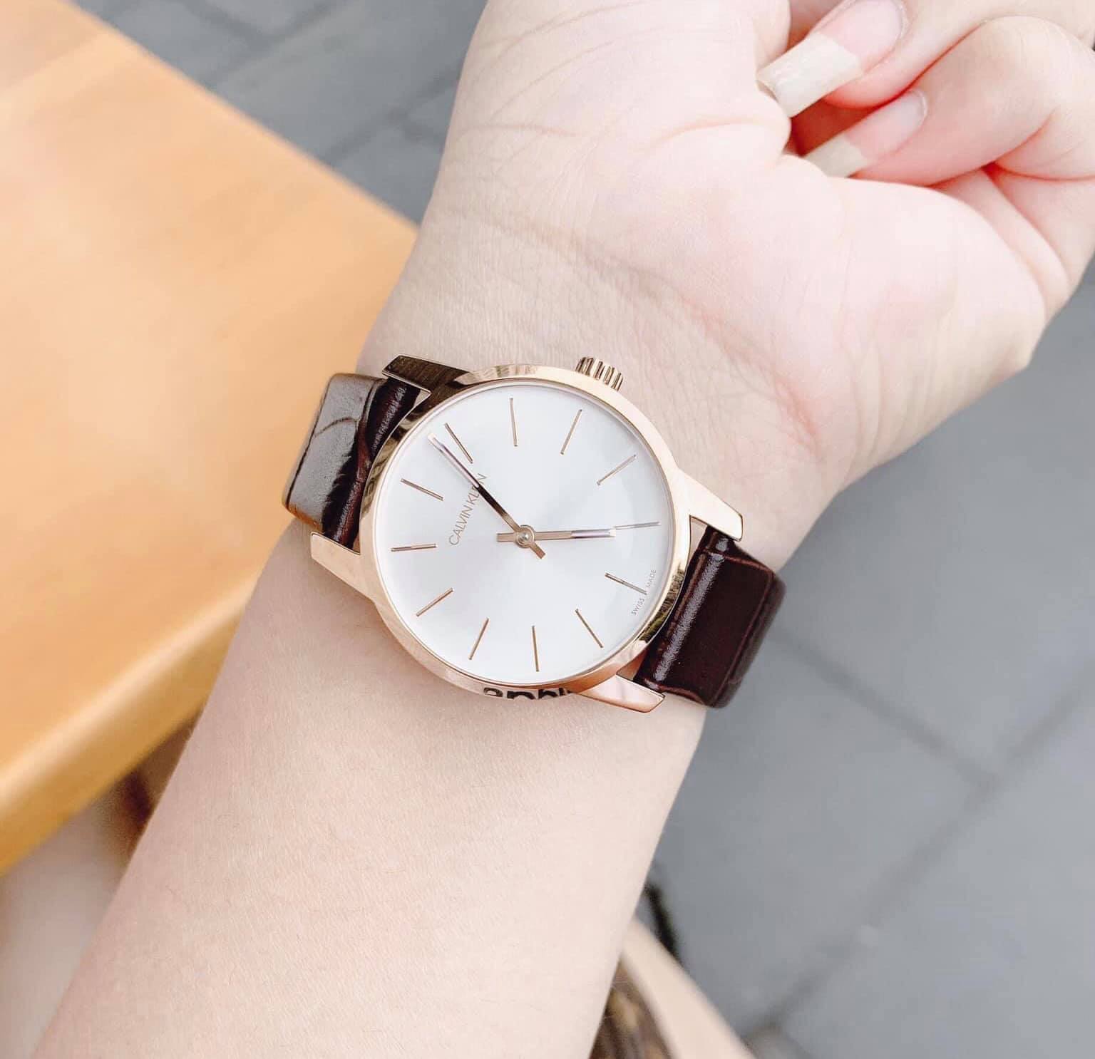  Shop Authentic Calvin Klein Even White Dial Brown Leather Strap Watch for Women - K7B236G6 - Luxxuri