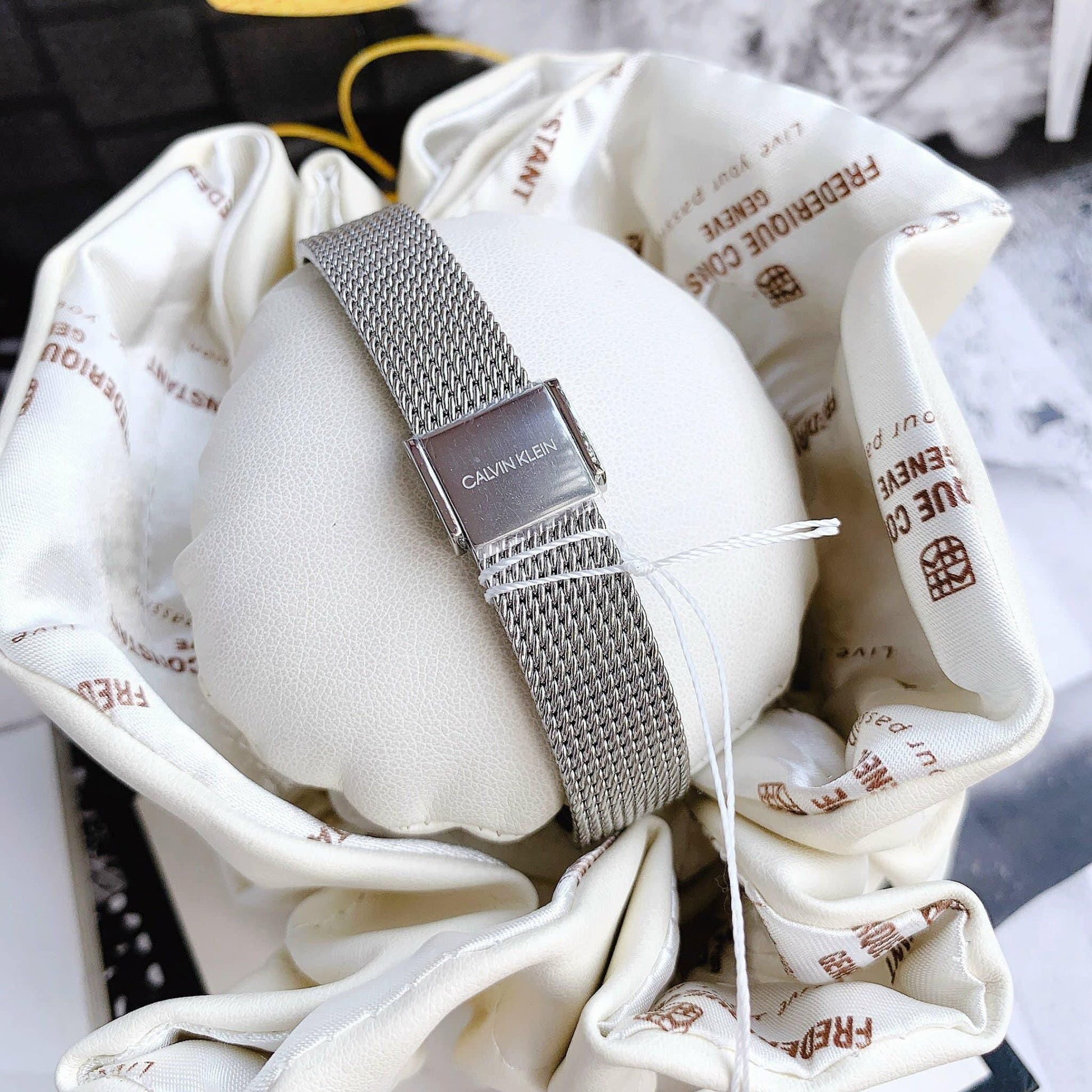  Shop Authentic Calvin Klein Minimal Grey Dial Silver Mesh Bracelet Watch for Women - K3M23124 - Luxxuri
