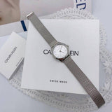  Shop Authentic Calvin Klein Minimal White Dial Silver Mesh Bracelet Watch for Women - K3M23126 - Luxxuri